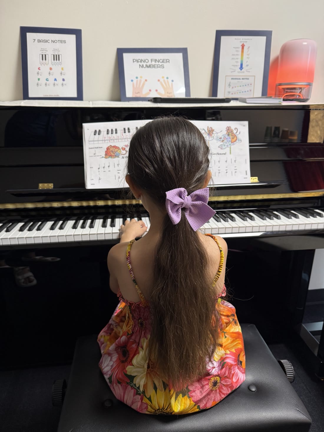 Young piano student